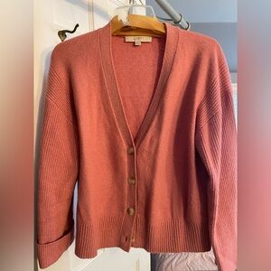 Loft blush pink boxy cardigan sweater size M